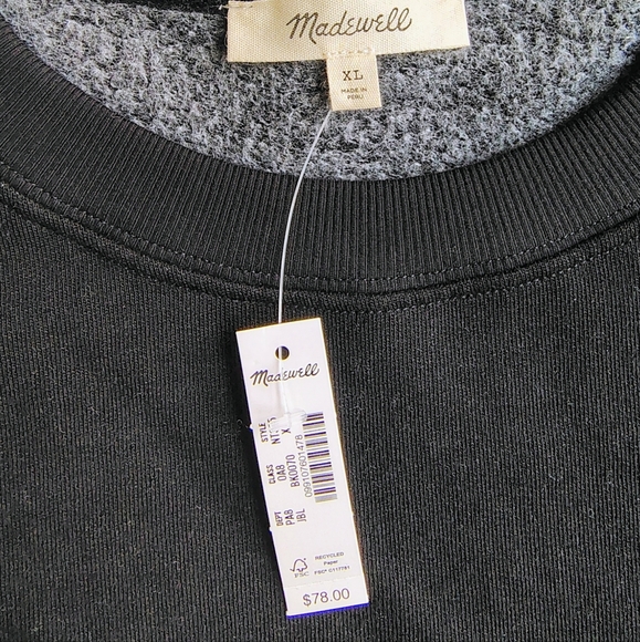 Madewell Puff Sleeve Sweatshirt Tee Women's Cotton Black sz XL. - Picture 15 of 16